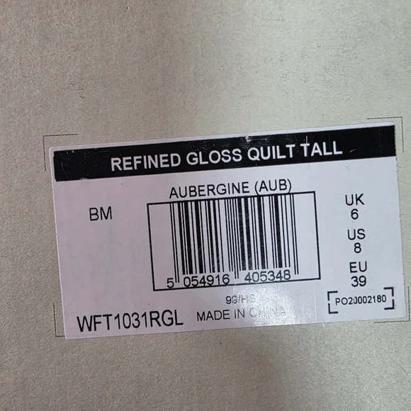 Hunter Refined Gloss Quilt Tall Rain Boots Aubergine Purple Size 8 - Picture 10 of 11